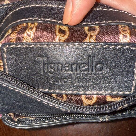 Tignanello Soft Black Leather Women's Hobo Shoulder Bag with SilverTone Hardware - Picture 4 of 8